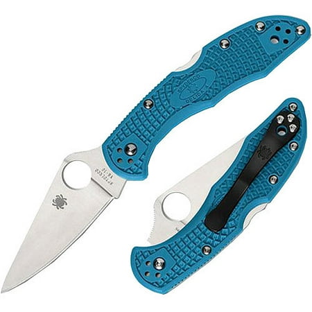 Spyderco Delica 4 Lightweight Blue FRN Flat Ground PlainEdge Folding (Best Lightweight Knife For Backpacking)