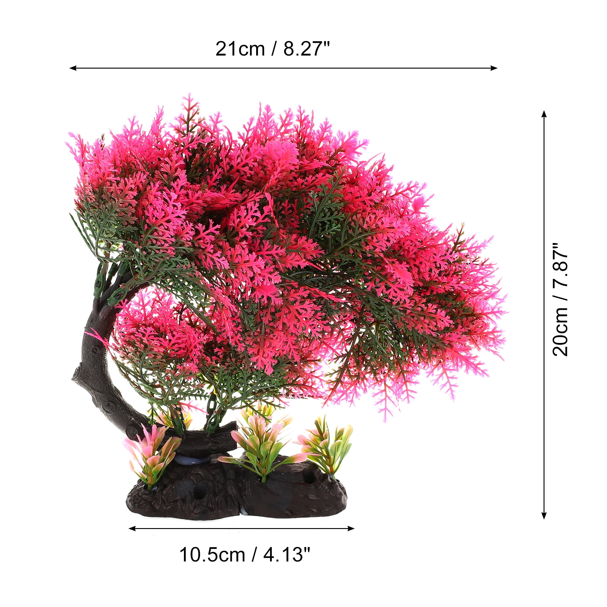 Unique Bargains 1 Pcs Aquarium Plants Tree Decorations Fish Tank Aquatic Plant Red 7.87"
