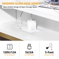 thumbnail image 7 of M optimized 42" Home Office Desk, Mid-Century Modern Desk, Makeup Vanity, Writing Desk with 2 Storage Drawers, Metal Frame, Charging Station, 7 of 7