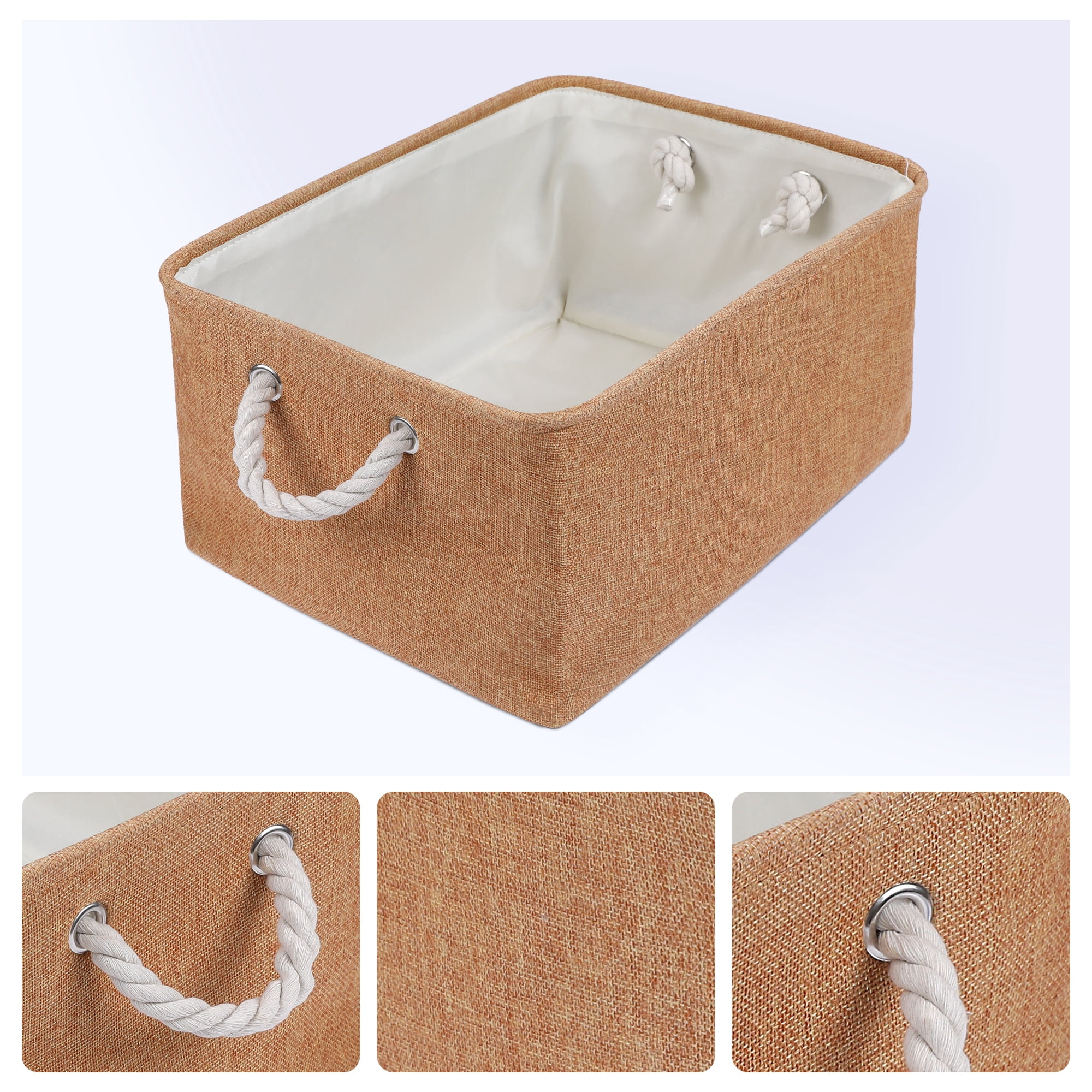 Unique Bargains Storage Bin with Handles for Closet Organizers Rose Gold 16.1"x12.2"x7.9"