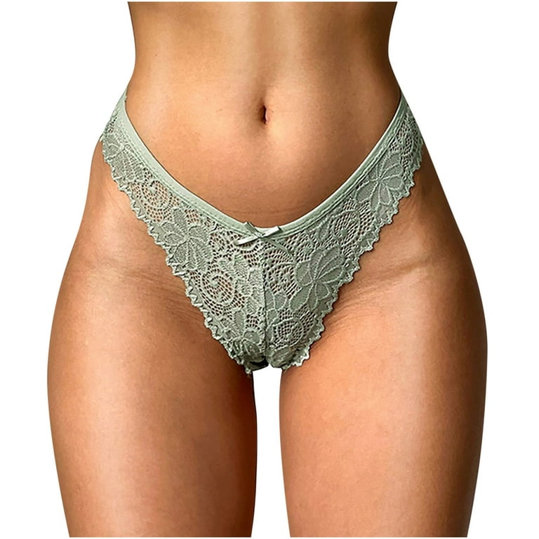 Efsteb Lace Thongs for Women Sexy Low Waist Briefs Lingerie Breathable  Underwear Ropa Interior Mujer G Thong Sexy Comfy Panties Transparent Ladies  Lace Hollow Out Underwear Green 
