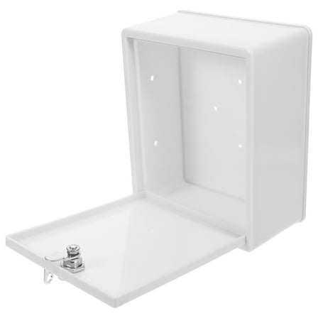 Niceauty Lockable Storage Box Milk Box White Rectangular WallMounted 1Set