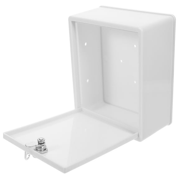 Niceauty Lockable Storage Box Milk Box White Rectangular WallMounted 1Set
