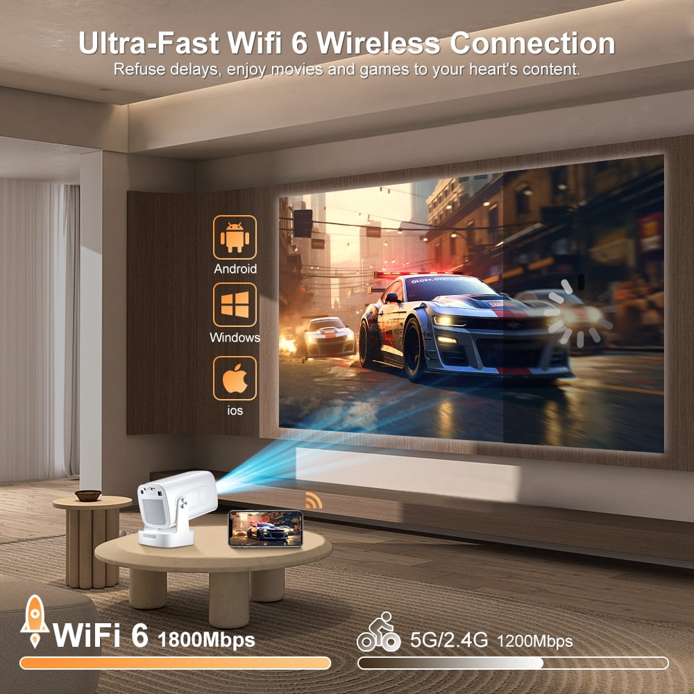 Salange Short Throw 1080p Full HD LCD Multimedia Projector Outdoor Home Theater with WiFi and Bluetooth