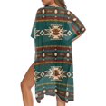 thumbnail image 4 of HELLHERO Polyester Long Kimono Swimsuit Cover Up for Beach Loose Free Size Long Kimono Cover Ups for Swimwear Women Geometric Symmetry Design, 4 of 5