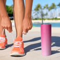thumbnail image 2 of 20oz Pink Gradient Leopard Print Skinny Tumblers Stainless Steel Tumbler with Lid and Straw,Vacuum Insulated Double Wall Travel Tumbler Cups with Cleaning Brush for Coffee,Tea, 2 of 6