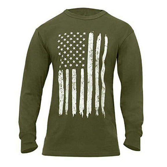 Rothco 19733 US Flag Long Sleeve T-Shirt, Olive Drab - 3XL