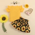 thumbnail image 3 of Sinhoon Toddler Infant Baby Girl Sister Matching Outfits Letter Romper T-shirt Sunflower Shorts/Skirt Dress Clothes Set (Big Sister,18-24 Months), 3 of 8