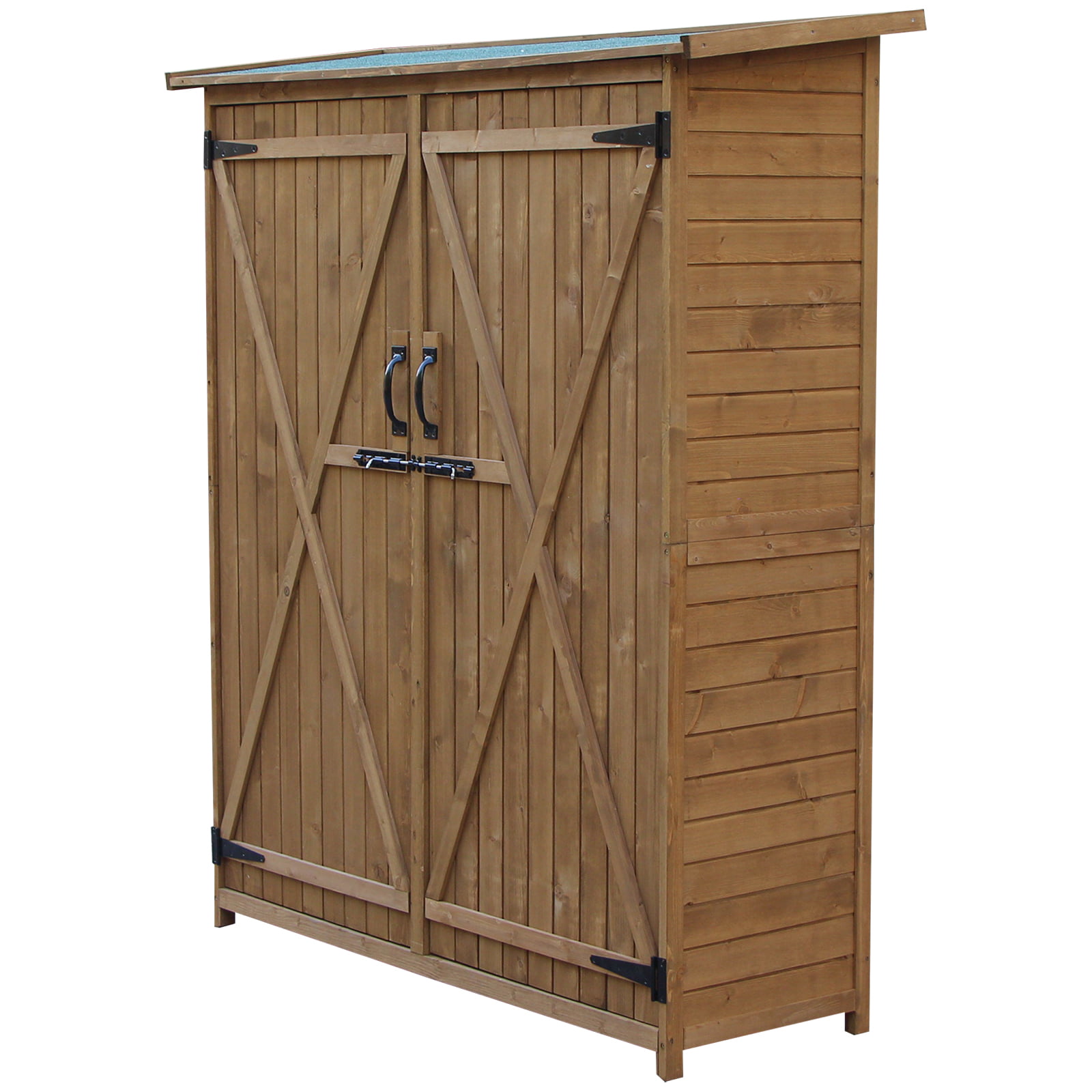 Outsunny Fir Wood Storage Shed, Waterproof Outdoor Tool Organizer ...