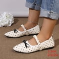 thumbnail image 4 of SuTry Women's Pointed Toe Flats Polka Dot Bow Detail Slip On Elastic Strap Lightweight Comfortable Casual Walking Shoes(42), 4 of 4
