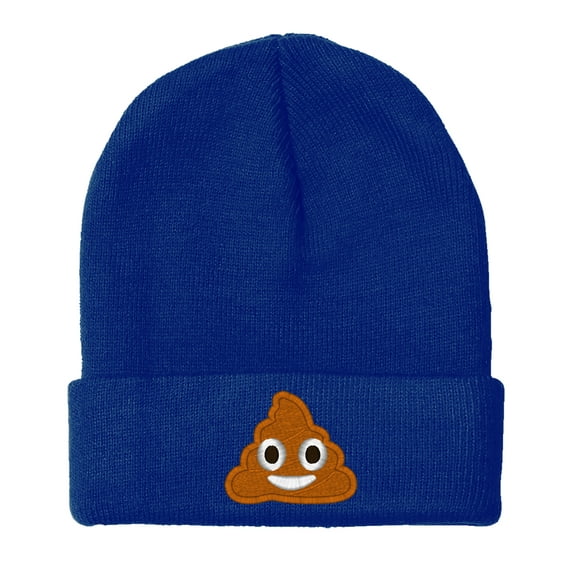 Embroidered POOP Face Text Image Logo Hat-EM-0035-Navy