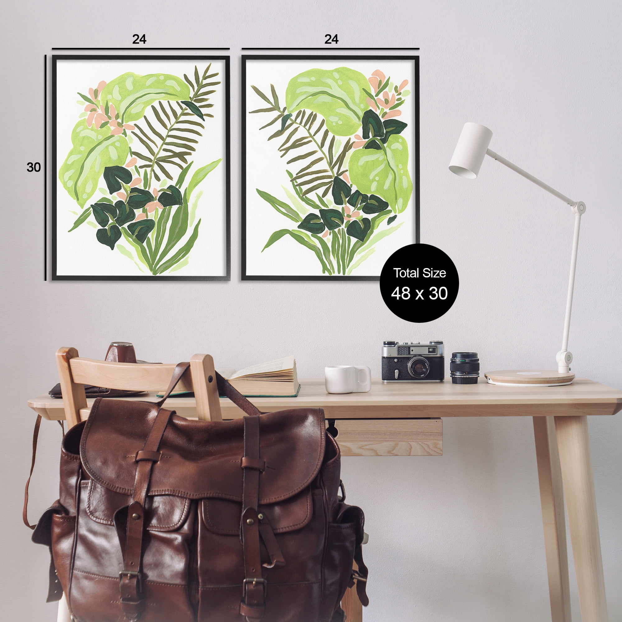 Stupell Industries Abstract Tropical Blooms Botanical & Floral Painting Black Framed Art Print Wall Art, 24 x 30, Set of 2