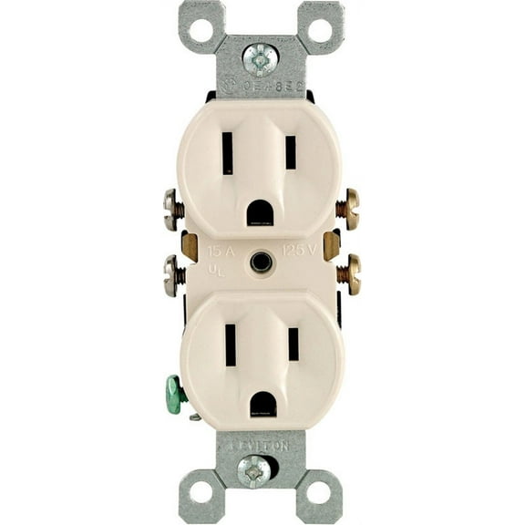 5320-TCP 15 Amp, 125 Volt, Duplex Receptacle, Residential Grade, Grounding, All Screws Backed Out, Light Almond