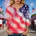 thumbnail image 6 of GEWSEY 3/4 Sleeve V Neck USA Patriotic Shirts for Women 4th of July America Stars Stripes Flag Graphic Tops Cute Tee (Watermelon Red, 3XL), 6 of 8