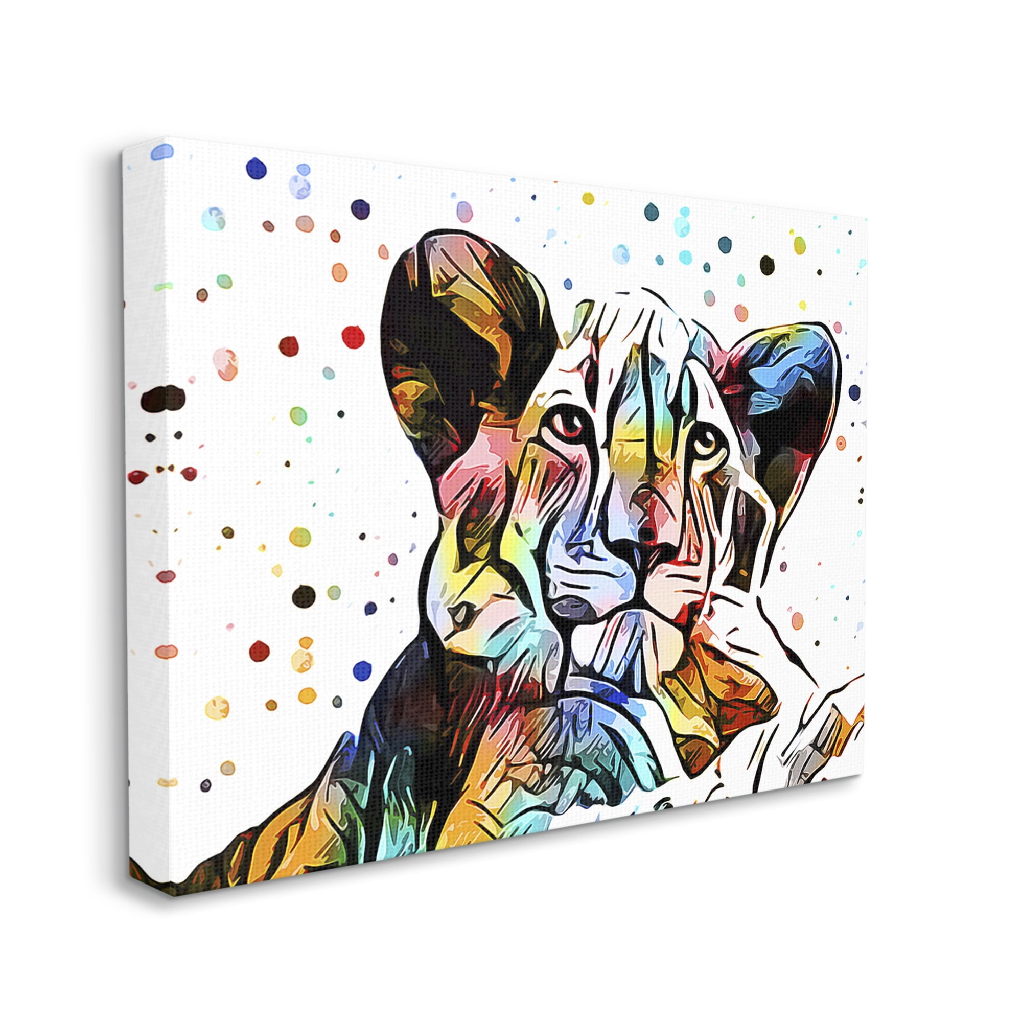 Stupell Industries Abstract Lion Cub Portrait Vibrant Polka Dots, 48 x 36,Design by Ashley Aldridge