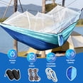 thumbnail image 2 of Camping Hammock with Mosquito Net, Lightweight Portable Nylon Hammock for Outdoor Backpacking Travel Beach Yard, blue, 2 of 13
