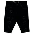 thumbnail image 5 of Crysp Denim Men's Distressed Rips & Repairs Skinny Fit Cut Off Denim Jean Shorts (28, Black), 5 of 7
