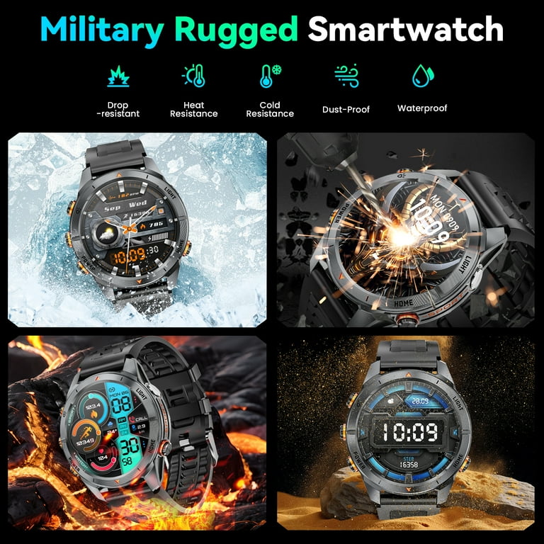 Haulvean 1.46-inch Military Smart Watch for Men, with IP68