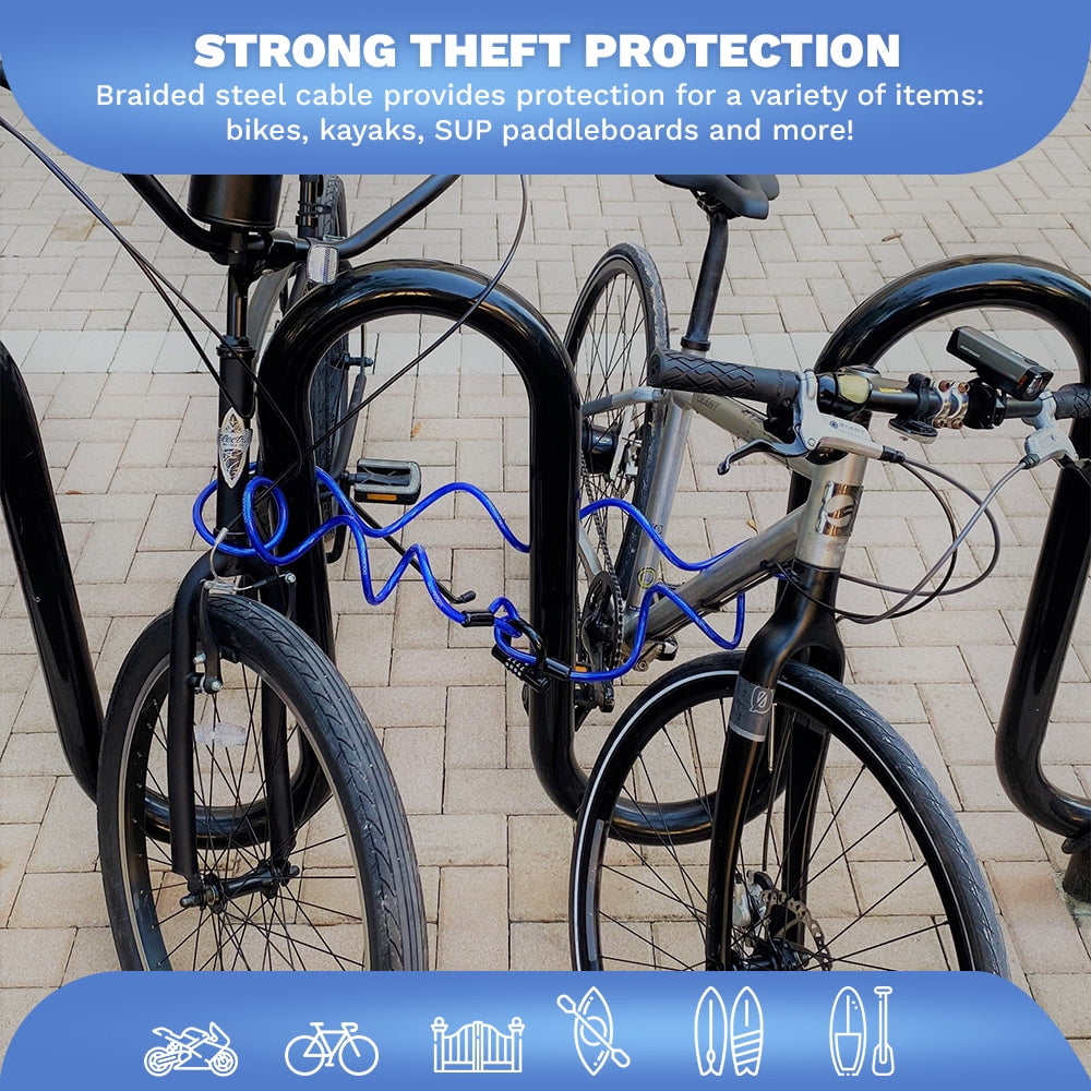 DocksLocks 5ft Weatherproof Coiled Security Cable with Looped Ends and U-Lock - Anti-Theft, Heavy Duty, Marine Grade - 1.25 lbs