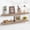 Distressed Natural, variant on FLYJOE Floating Shelves, 8 Inch Deep Rustic Solid Reclaimed Wood Wall Shelves for Storage, Wall Mounted Display Shelving with Invisible Heavy-Duty Metal Bracket, 24 Inch Width Set of 2, Cement Grey