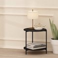 thumbnail image 3 of Furinno Besi 2-Tier Wide Round Side Table with Metal Legs, Metal Black End Table, Night Stand, Bedside Table with Open Shelf, for Living Room, Bedroom, Dark Americano, 3 of 5
