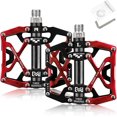 thumbnail image 1 of Pedales de bicicleta, pedales planos de Mtb, plataforma de cuerpo de aluminio CNC, diámetro de 9/16 pulgadas para bicicleta de montaña, bicicleta de carretera, negro y rojo, 1 of 4