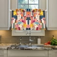 thumbnail image 2 of Yayeee Kitchen Curtains Tier Pair Light Filtering 27"x36" Rod Pocket Short Cafe Window Panel, Art Geometric, 2 of 7