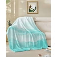 thumbnail image 3 of Throw Blanket Fleece Throw Blanket 40x50in, Teal Gradient Ripple Soft Lightweight Bed Blankets Turquoise Ombre Fuzzy Couch Blankets for All Season, 3 of 9
