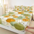 thumbnail image 4 of Manfei Harvest Pumpkin Print King Sheets,Watercolor Pumpkin Print Bedding,4-Piece,1 Flat Sheet,1 Fitted Sheet and 2 Pillowcases, 4 of 6