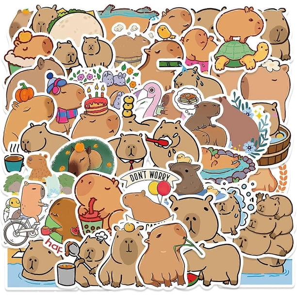 100Pcs Capybara Sticker Waterproof PVC Cartoon Animal Sticker Set Cute Capybara Sticker Water Bottle Bicycle Motorcycle