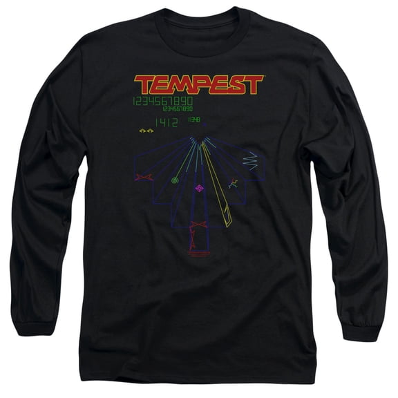 Atari Tempest Screen Long Sleeve T-Shirt Adult 18/1 Black