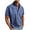 Dark Blue, variant on Mens Short Sleeve Button up Suede Shirts Beach Tops Lapel Collar Plain Summer T Shirt with Pocket Army Green
