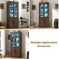 thumbnail image 6 of Arched Display Cabinet with 3 Drawers, 75" Tall Curio Cabinet with Glass Doors and RGB LED Lights, Modern Bookshelf Storage Cabinet for Home Office & Studyroom, 6 of 10