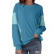 thumbnail image 2 of Hfnxid Womens Loose Fit Sweatshirts Long Sleeve Striped Crewneck Tops Comfy Casual Pullover Fashion Sweetwear Tshirts Blue,S, 2 of 7