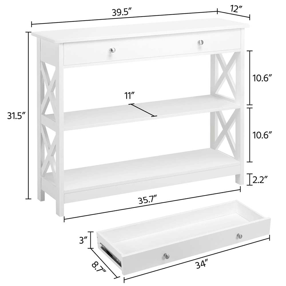 マリン、3段チェスト、コンソール SMILE MART 3-Tier X-Design Narrow Wood Console Table with