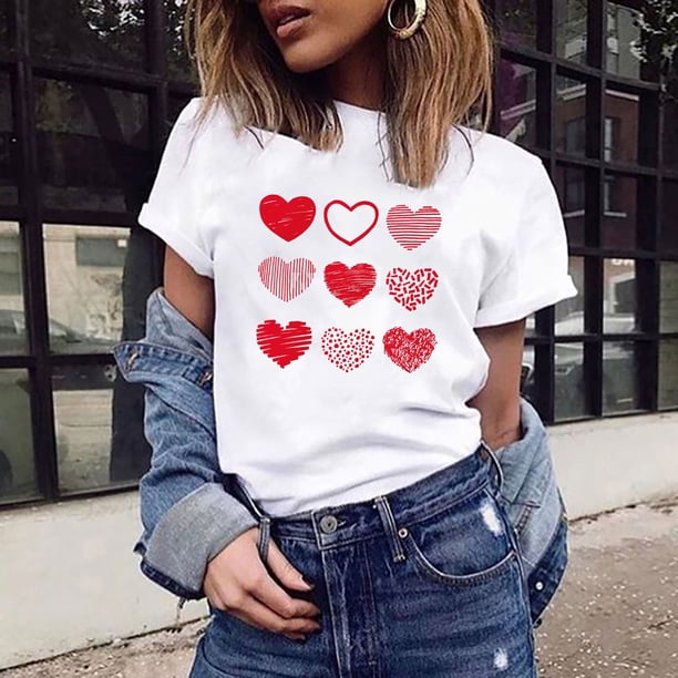 Puntoco, camisetas de cuello redondo para mujer, blusas femeninas cómodas holgadas a la moda, tops de San Valentín Puntoco Puntoco-53