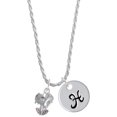 thumbnail image 1 of Delight Jewelry Silvertone Dolphins Spinner Silvertone Script Initial Disc - H - Charm Necklace, 20"+3", 1 of 4