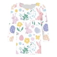 thumbnail image 4 of Cavosen Happy Easter Women's 3/4 Sleeve Tops and Blouses Summer Plus Size Bunny Eggs Print Pullover Shirts Crewneck Festival Blouse Vacation Holiday T Shirts Loose Dressy 3XL, 4 of 5
