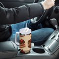 thumbnail image 4 of Yayeee 40oz Stainless Steel Tumbler with Straw and Handle Double-Wall Insulated Travel Water Bottle, Brown Cakes, 4 of 8