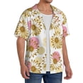thumbnail image 3 of Disketp Men's Hawaiian Sunflowers Print Shirts Button Down Holiday Beach Shirts-Medium, 3 of 5
