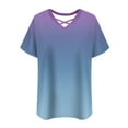 thumbnail image 6 of JGGSPWM Women's Plus Size Short Sleeve Criss Cross Neck Summer Trendy Dressy Casual Tunic Tops Tees Blouses Purple XL, 6 of 6