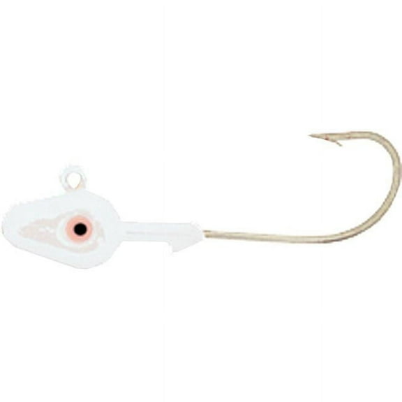 H & H Lure D1210-02 0.5 oz Double Eye Jig Head, White - Pack of 10