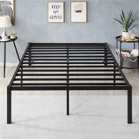 Easyfashion Jasper Metal Platform Bed with Steel Slat Support Full Size  Black