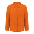 thumbnail image 5 of Horkkom Button Up Shirt Women Solid Color Long Sleeve Shirts Fall Loose Casual Tops with Pocket M, Gifts for Women, 5 of 8