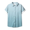 thumbnail image 5 of Lydiaunistar Womens Plus Size Spring Tops Casual Short Sleeve Blouse Shirt with Pocket Button Front Comfortable Printed Polyester Summer Comfort Wear Sky Blue, 5 of 5