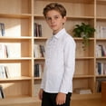 thumbnail image 4 of Boys Ruffled Long Sleeve Button Down Shirts, Soft Cotton Kids Tees Tops for School & Events, 18M-18Y, 4 of 7