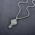 thumbnail image 2 of Irish Cross Necklace for Men Sterling Silver Celtic Knot Cross Pendant with 22”+2” Stainless Steel Chain Shamrock Tree fo Life Gift for Men Women, 2 of 7