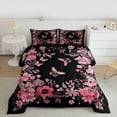 thumbnail image 2 of jejeloiu Country Floral Blossom Bedding Comforter Set,Boho Exotic Style Moth Twin Comforter Sets,Pink Cherry Floral Bedding Set For Girls,Microfiber Bedroom Decor Reversible,2-Piece, 2 of 8