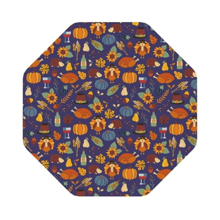 

Pofeuu Thanksgiving Turkey 2 Print Leather Coasters Set of 6 Round Cups Mugs Mat Pad for Home Kitchen Heat Resistant Drink Coasters Octagon