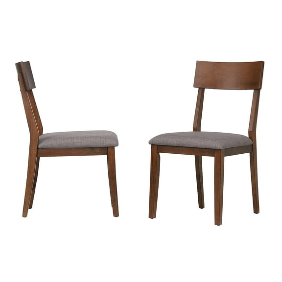 Sunset Trading 18" Mid-Century Wood Dining Chairs in Danish Walnut (Set of 2)